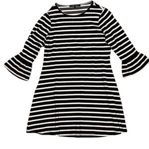 French Connection 3/4 Bell Sleeve Mini Striped Dress